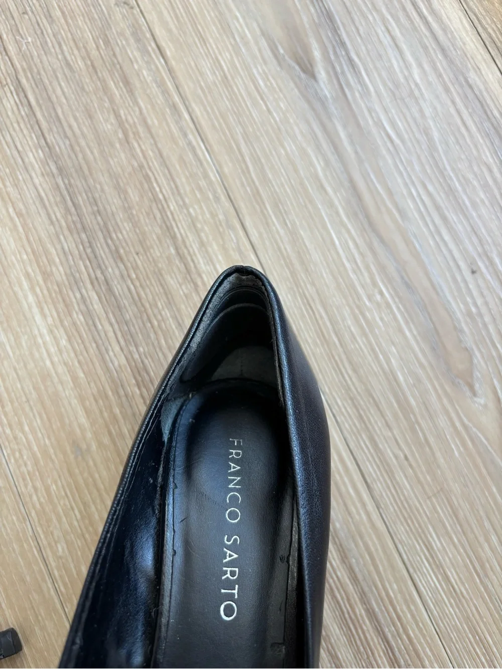 VTG Franco Sarto Heels Black Leather Slip On Pumps Womens 7.5 Office Classic 90s